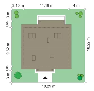 План этажа №1 1-этажного дома K-1142-2 в Тюмени