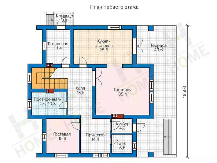 План этажа №1 2-этажного дома 40-09AG в Тюмени
