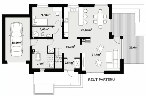 План этажа №1 2-этажного дома K-2149-3 в Тюмени