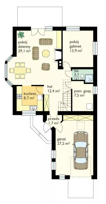План этажа №1 1-этажного дома K-1216-2 в Тюмени