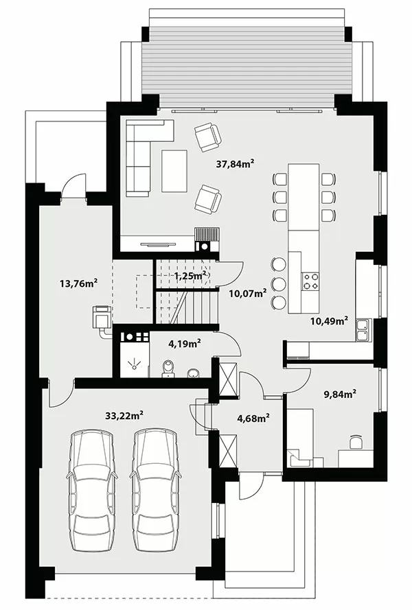 План этажа №1 2-этажного дома K-2167-2 в Тюмени