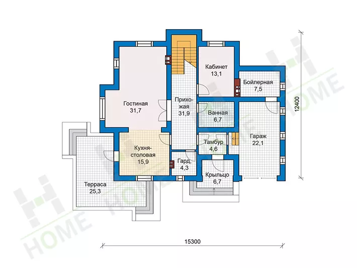 План этажа №1 2-этажного дома 59-88 в Тюмени