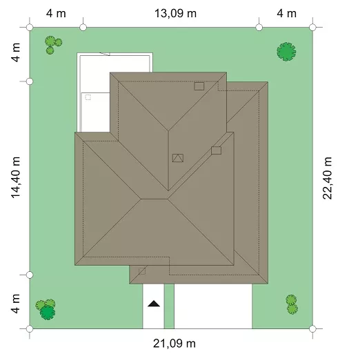 План этажа №1 2-этажного дома K-2415-2 в Тюмени