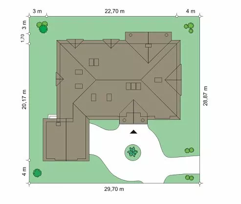 План этажа №1 1-этажного дома K-1302-2 в Тюмени