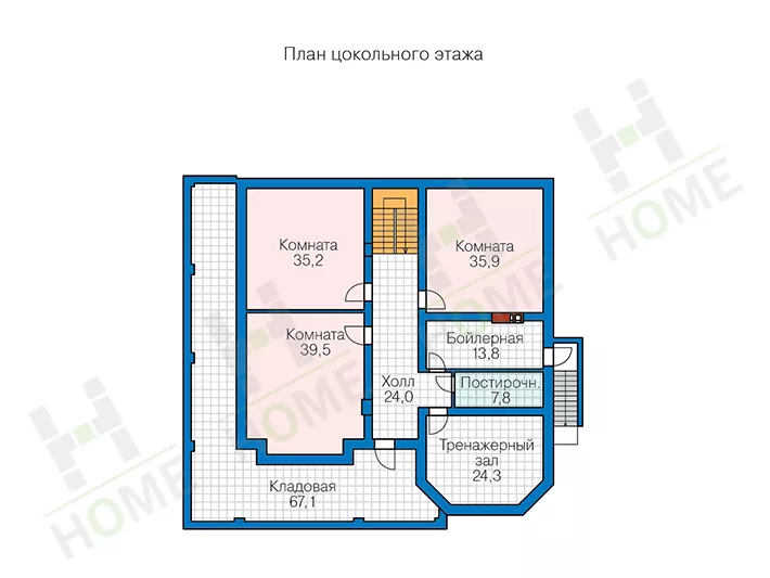План этажа №1 2-этажного дома 58-48 в Тюмени