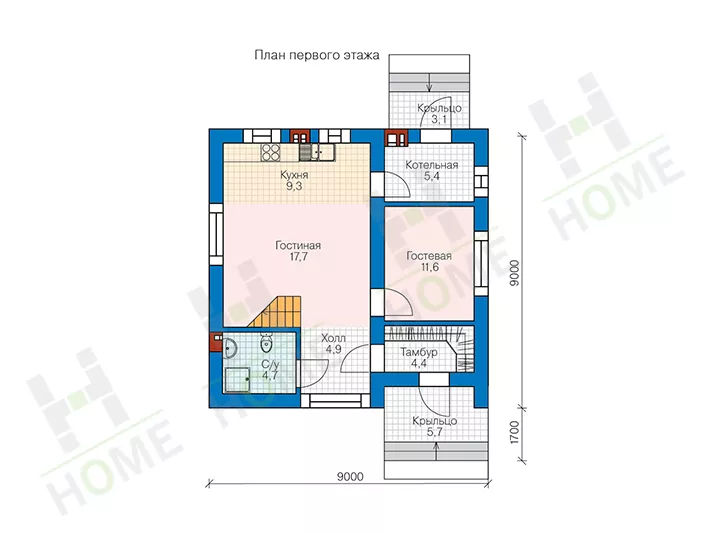 План этажа №1 2-этажного дома 58-60 в Тюмени