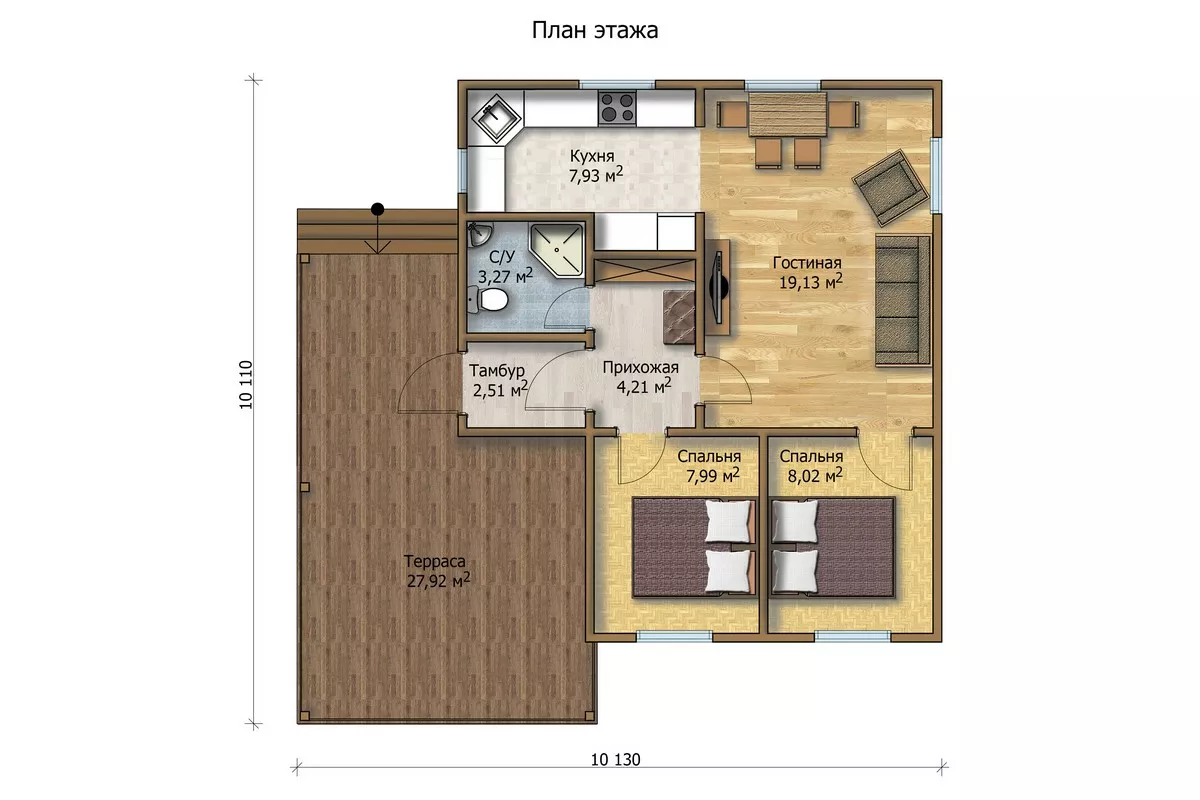 План этажа №1 1-этажного дома MK-78-45 в Тюмени