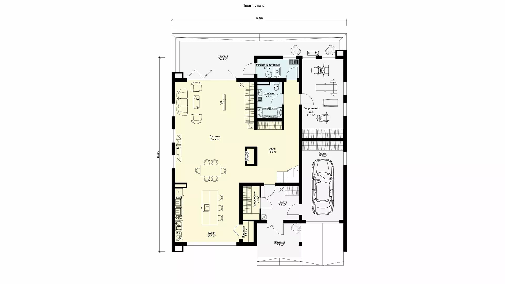 План этажа №1 2-этажного дома K-2331-2 в Тюмени