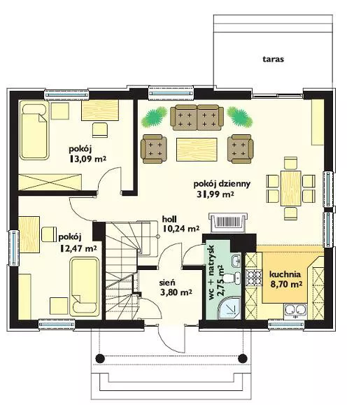 План этажа №1 1-этажного дома K-1199 в Тюмени