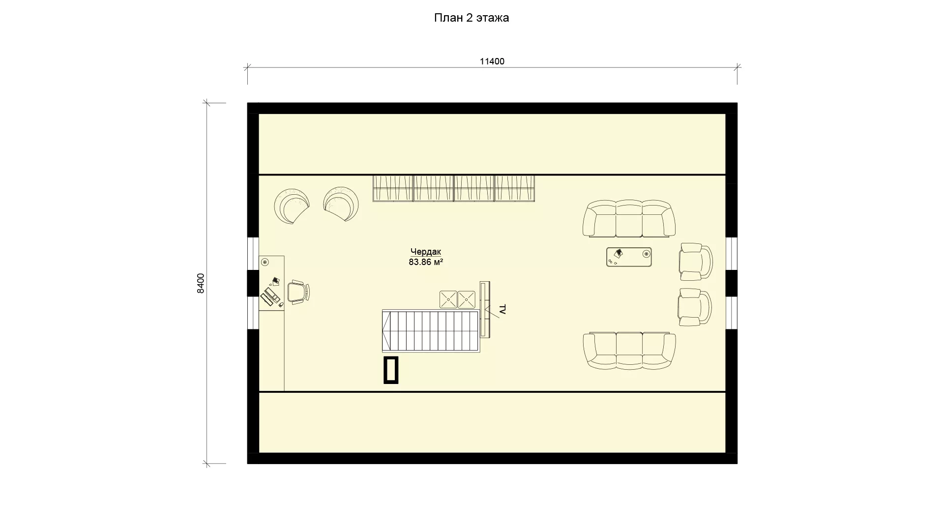 План этажа №1 1-этажного дома K-179-2 в Тюмени
