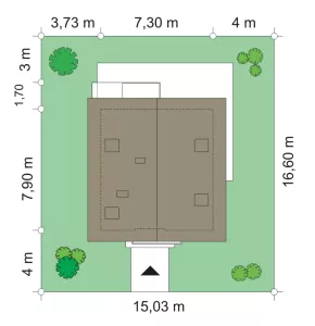 План этажа №1 1-этажного дома K-193-2 в Тюмени