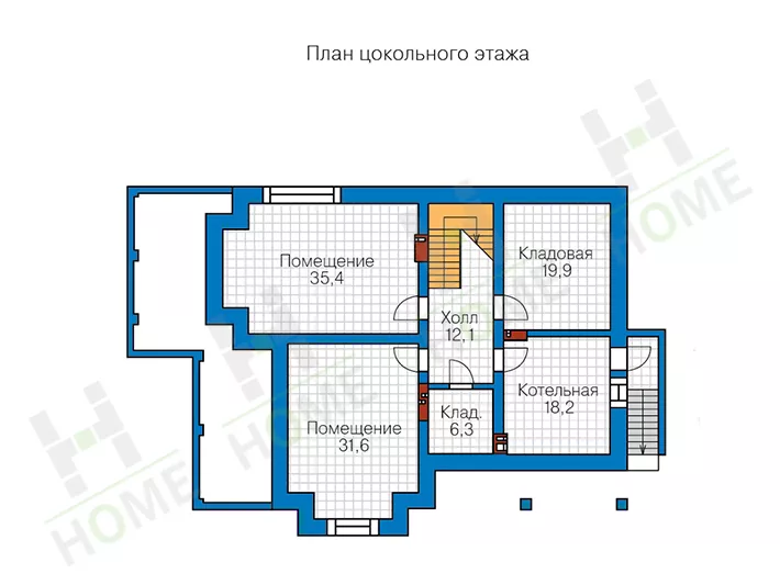 План этажа №1 2-этажного дома 58-07CKL в Тюмени
