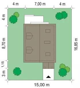 План этажа №1 1-этажного дома K-1102 в Тюмени