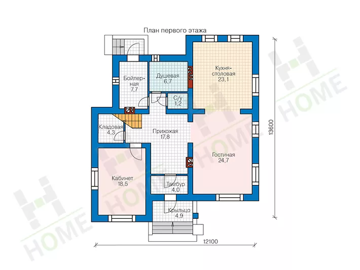 План этажа №1 2-этажного дома 59-95L в Тюмени