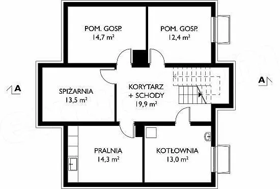План этажа №1 2-этажного дома D-2264-2 в Тюмени