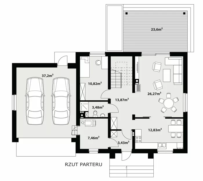 План этажа №1 2-этажного дома K-2143-2 в Тюмени