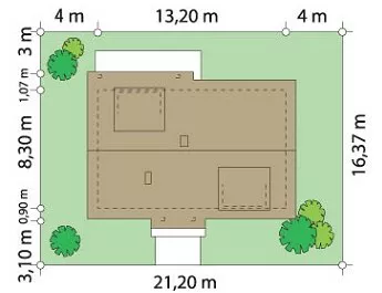 План этажа №3 1-этажного дома K-1185 в Тюмени