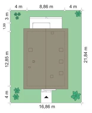 План этажа №1 1-этажного дома K-1197 в Тюмени