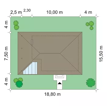 План этажа №1 1-этажного дома D-170 в Тюмени