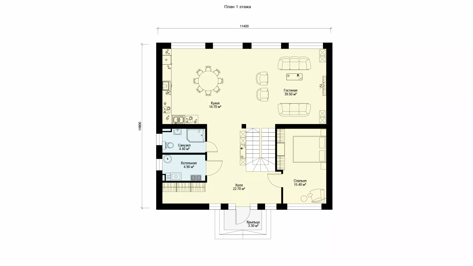 План этажа №1 2-этажного дома K-2197 в Тюмени