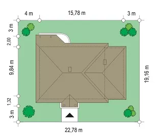 План этажа №1 1-этажного дома K-1154-2 в Тюмени