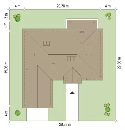 План этажа №1 1-этажного дома K-1309-4 в Тюмени