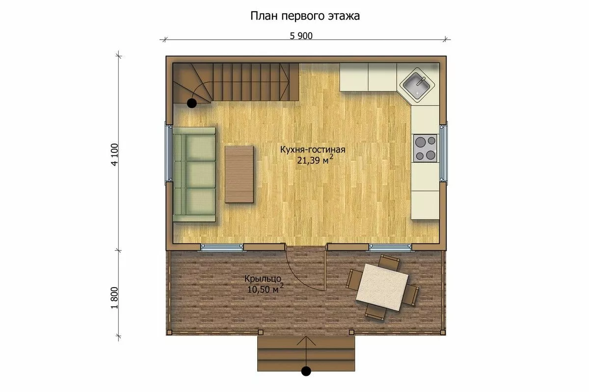 План этажа №1 2-этажного дома MK-55-92 в Тюмени