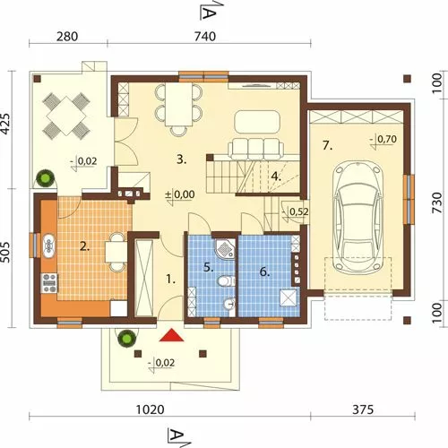 План этажа №1 2-этажного дома K-2133 в Тюмени