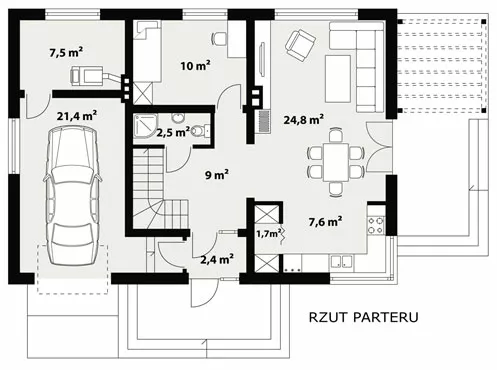 План этажа №1 2-этажного дома K-2131-2 в Тюмени
