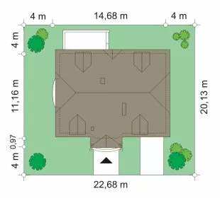 План этажа №1 1-этажного дома K-1261 в Тюмени