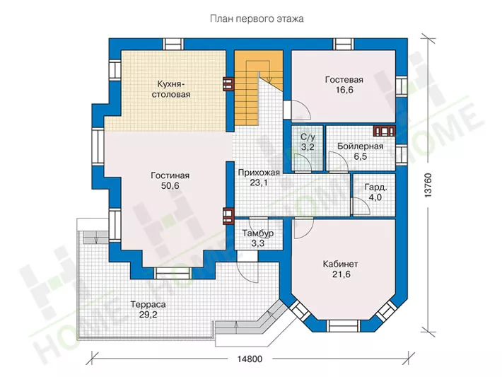 План этажа №1 2-этажного дома 40-11AG в Тюмени