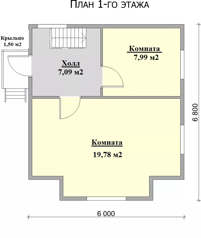 План этажа №1 1-этажного дома KR-140 в Тюмени