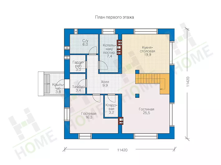 План этажа №1 2-этажного дома 40-07 в Тюмени