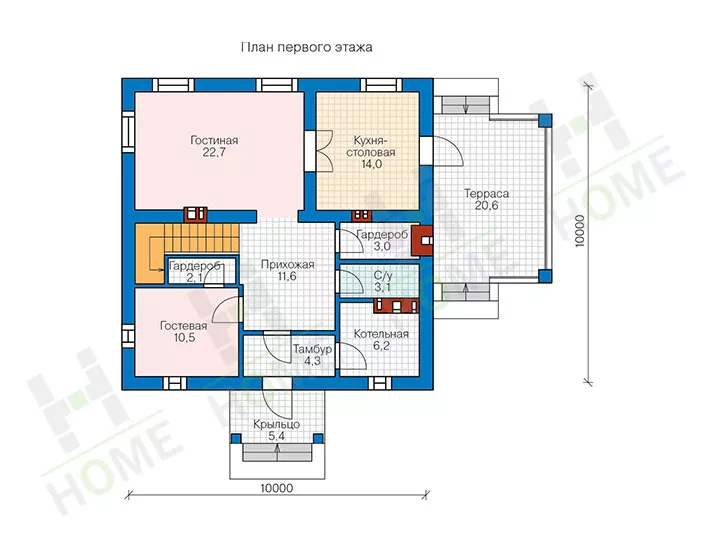 План этажа №1 2-этажного дома 57-05 в Тюмени