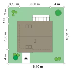 План этажа №1 1-этажного дома K-1108-2 в Тюмени