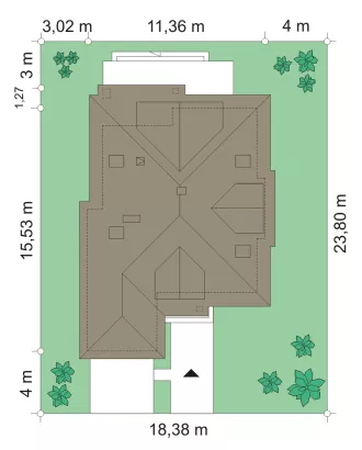 План этажа №1 1-этажного дома K-1216-3 в Тюмени