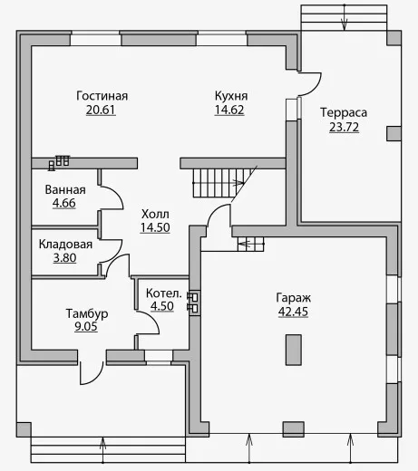 План этажа №1 2-этажного дома B-196 в Тюмени