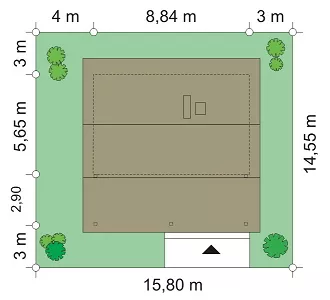 План этажа №1 1-этажного дома K-174 в Тюмени
