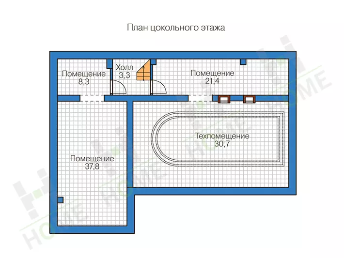 План этажа №1 1-этажного дома 90-54BL в Тюмени